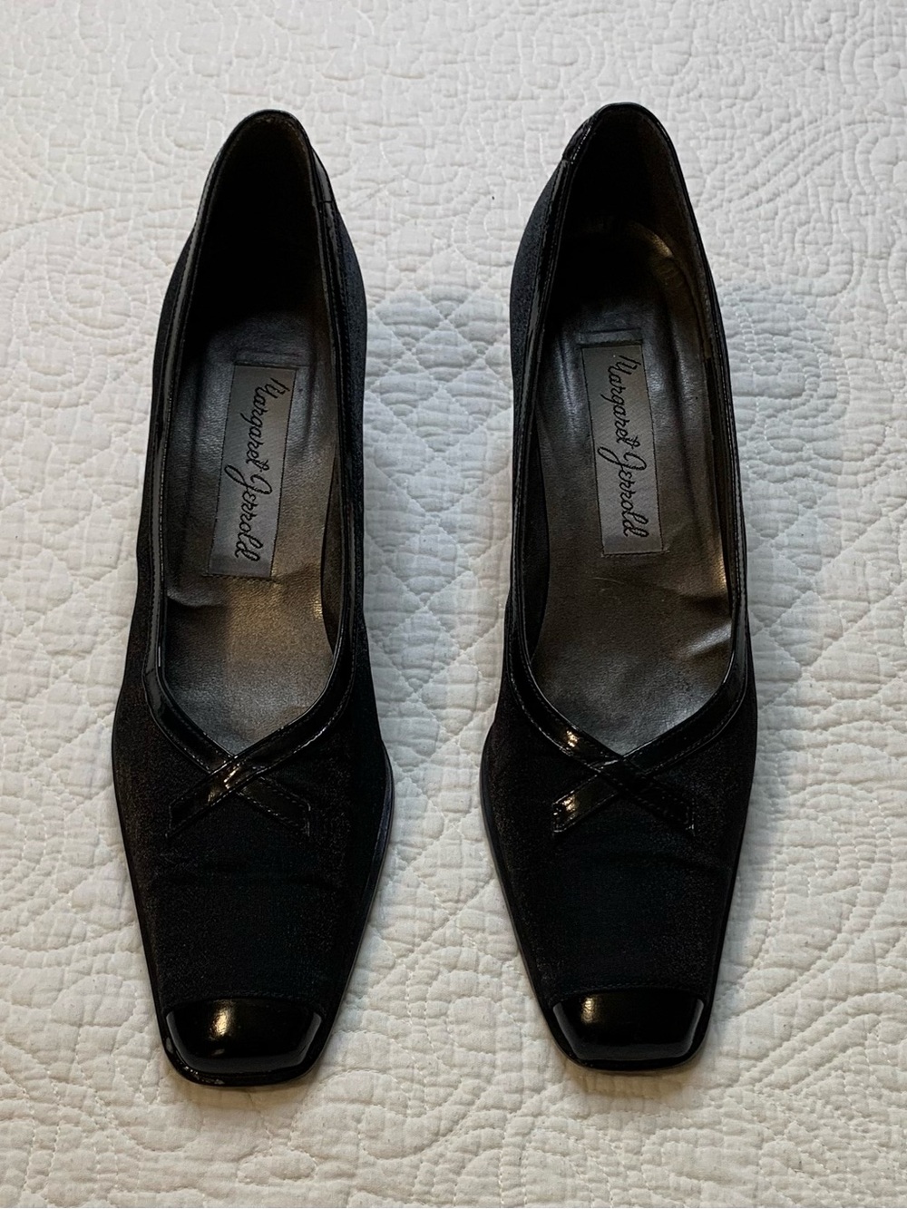 Vintage Margaret Jerrold Black Square-Toe Low Heel Pumps